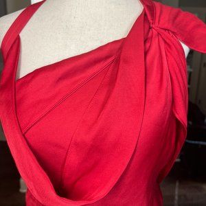 BCBG MaxAzria Two-Fer‎ Dress Red Black Draped Holiday Valentines 4 NWT Chic Date